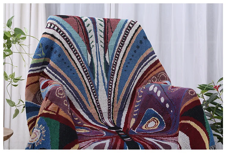 Хлопковое Тканое одеяло ручной работы с рисунком бабочки, домашний декор гостиной, гобелен, диван-одеяло