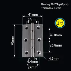 3 ''украшения дома Нержавеющая сталь дверных петель Складная мебель дверных петель Дверные рамы открыть книжный шкаф
