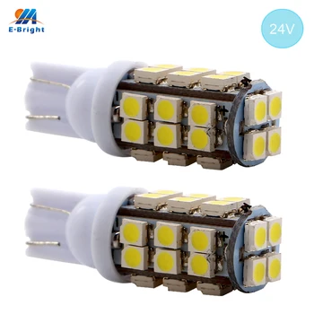 

YM E-Bright 10PC T10 1210 28 SMD 194 168 W5W 24V LED Light Bulb Clearance Light Parking Light Indicator Reading Lamp Car Styling