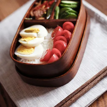 

Convenient And Portable Japanese Oval Bento Boxes Wood Lunch Box Handmade Natural Wooden Sushi Box Tableware Bowl Food Container