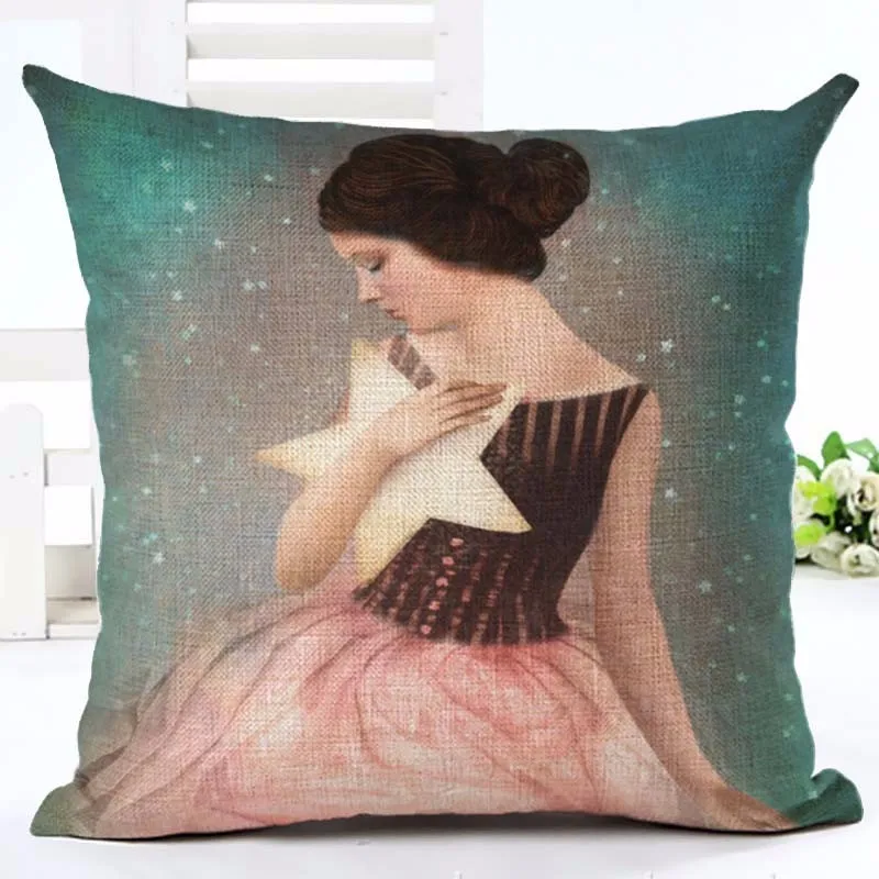 Супер милый Чехол на подушку с рисунком для красивой девочки, Наволочка на подушку, домашнее декоративное хлопковое белье, квадратная наволочка