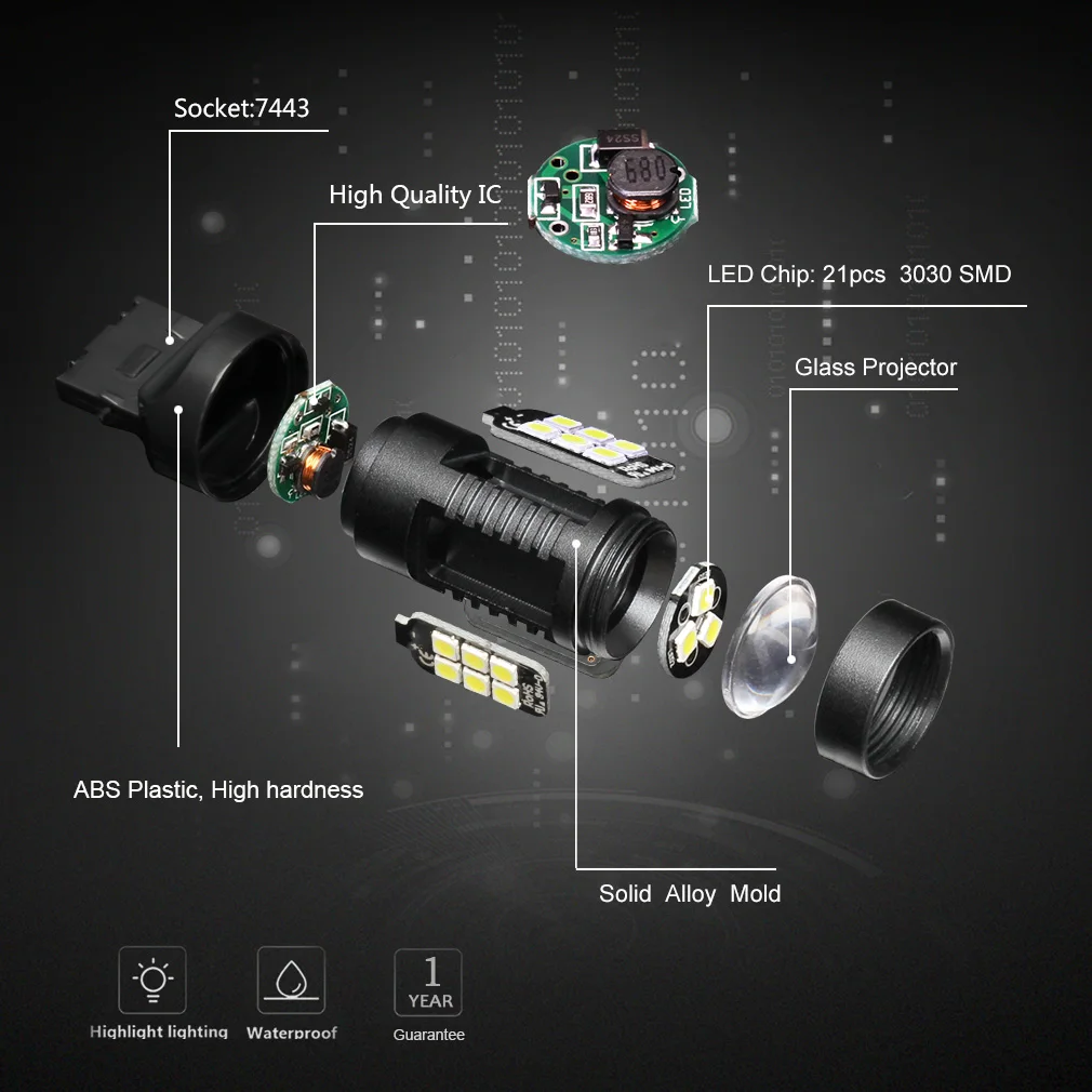 2 шт. 1200Lm T20 W21W светодиодный W21/5 Вт светодиодный WY21W 7440 7443 светодиодный лампы T25 3157 3156 p27/7 Вт автомобильный тормоз обратного светильник 12V светодиодные лампы сигнала поворота