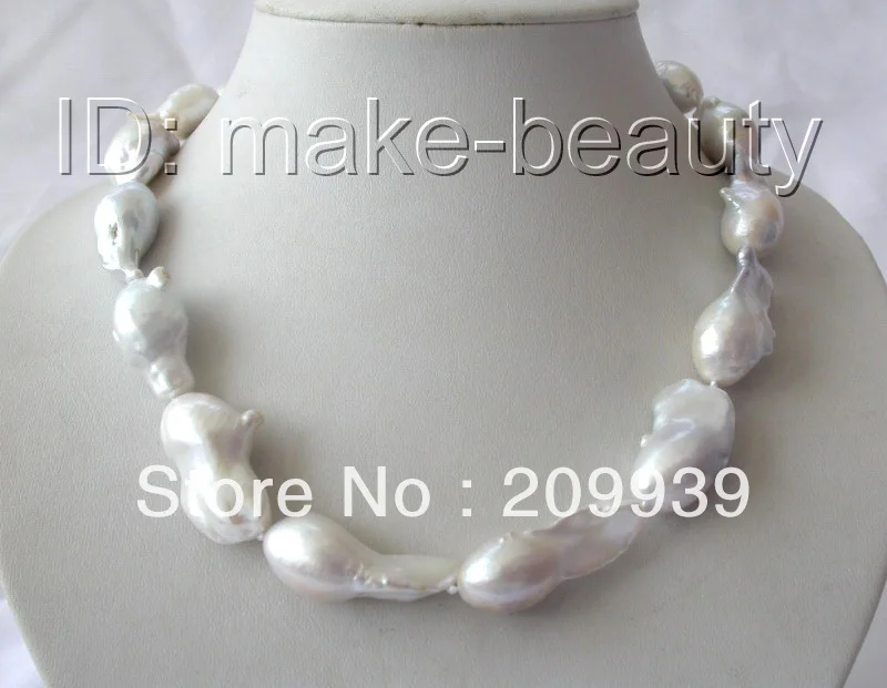 

huij 001979 stunning big baroque white reborn keshi freshwater pearl necklace