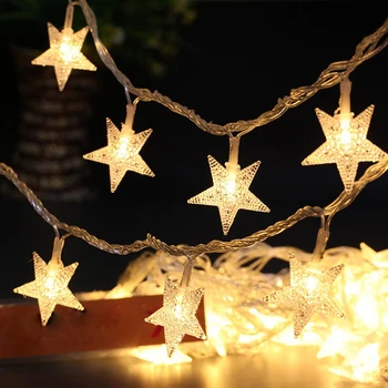 3 M/5 M/10 M Geleid Ster Lichtslingers Kerst Guirlande Batterij Usb Powered Led Wedding Party gordijn String Fairy Lights Voor Thuis