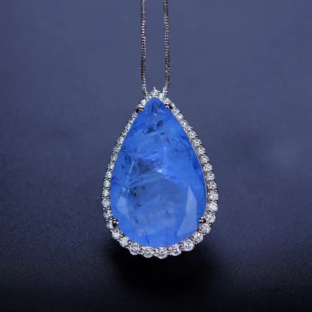 

Vintage Water Drop Pendant Necklace Natural Fusion Stone Necklace Cubic Zirconia Long Chain Colar for Women Jewelry NFX0012502