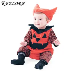 Keelorn Детский костюм на Хэллоуин Детский костюм с тыквой для детского сада Комбинезоны и комбинезоны + шапка комплект из 3 предметов для