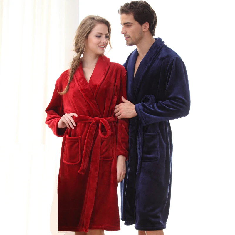 On Sale Womens Long Warm Flannel Bath Robe Sexy Silk Flannel Kimono ...