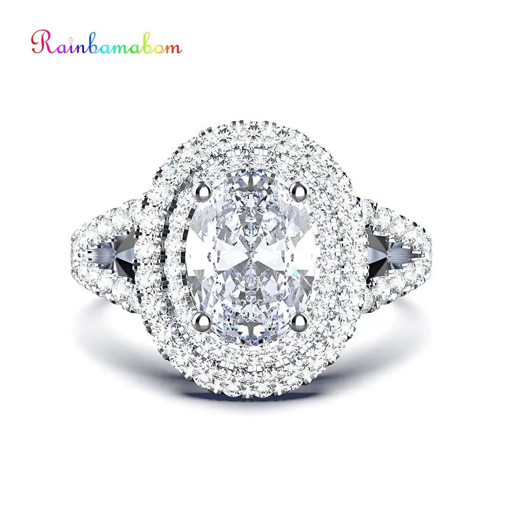 Rainbamabom Vintage 100% 925 Sterling Silver Created Moissanite Gemstone Wedding Engagement Diamonds Ring Jewelry Wholesale Rainbamabom Vintage 100% 925 Sterling Silver Created Moissanite Gemstone Wedding Engagement Diamonds Ring Jewelry Wholesale