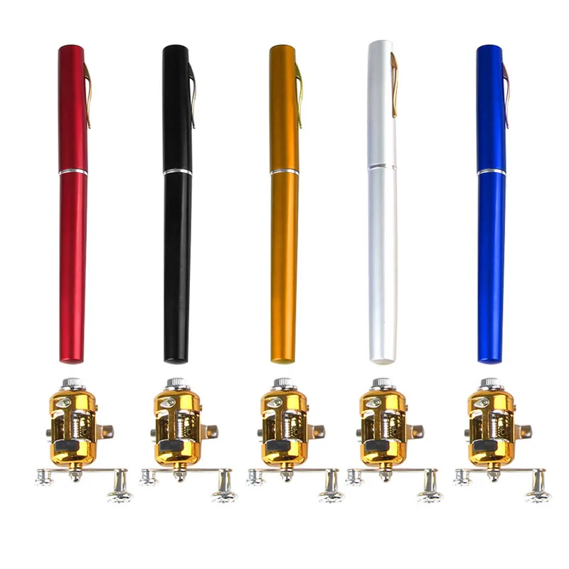 Fishing Accessories Mini Telescopic Portable Pocket Fish Pen Aluminum Alloy Fishing Rod Pole + Reel