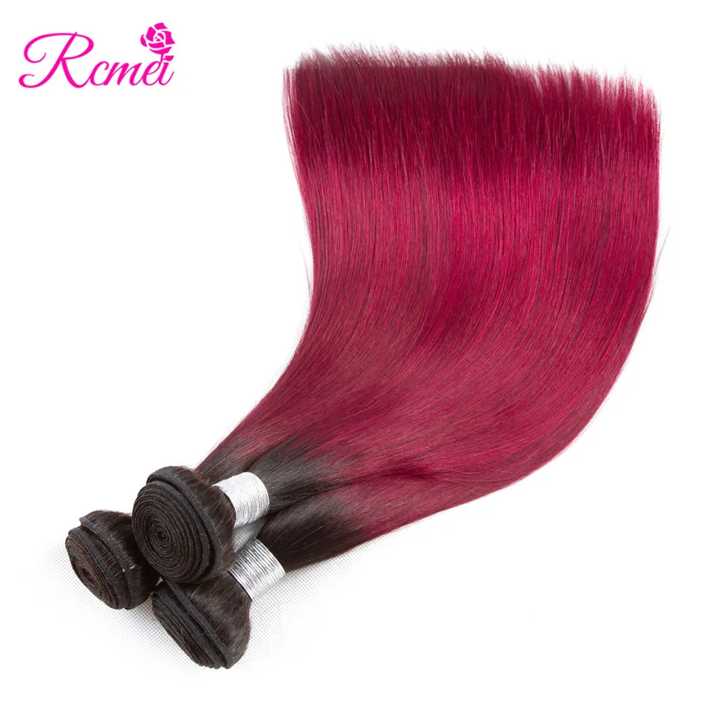 Rcmei Dyed Bundles With Closure Peruvian Straight Hair T1B Burgundy Colored Weaving Two Tone Dark Roots Ombre Red Bundle NonRemy Rcmei Dyed Bundles With Closure Peruvian Straight Hair T1B Burgundy Colored Weaving Two Tone Dark Roots Ombre Red Bundle NonRemy