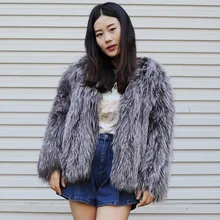 CX-G-A-256 ручной вязки для женщин Новая мода настоящая лиса в меховой верхней одежде куртка для девочек