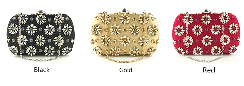 Luxy Moon Rhinestone Floral Satin Evening Bag Available Colors