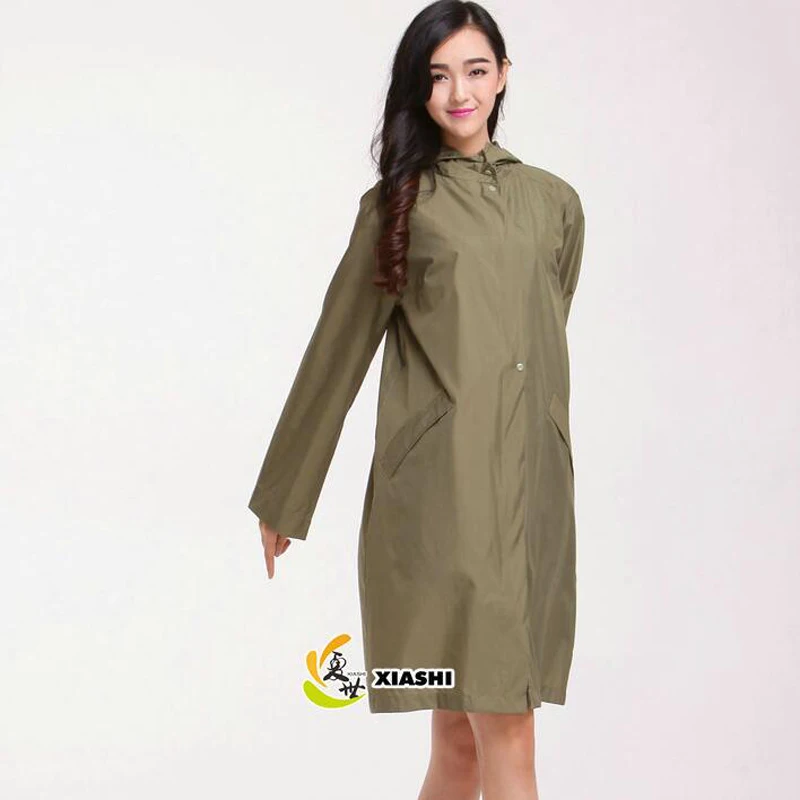 WINSTBROK плащ женский дождь куртка Для женщин s ленты молния Водонепроницаемый ветровка дождевик корейский взрослых Модные плащ Для женщин - Цвет: Зеленый