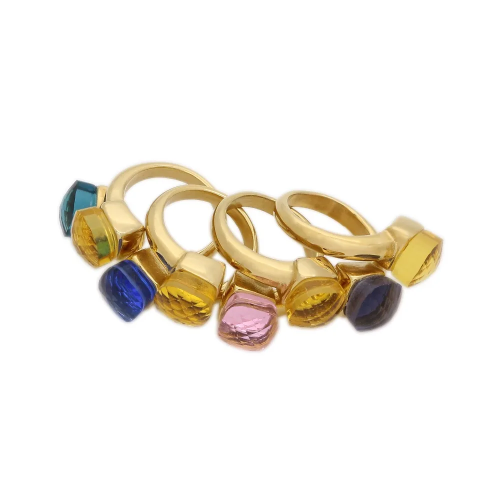 JSBAO 7 сочетание двойное красивое стекло модное кольцо женское Золото Нержавеющая сталь Розовое Фиолетовое Стекло кольцо для женщин ювелирные изделия