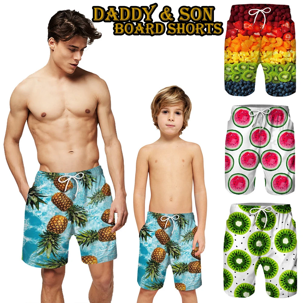 dad and baby matching board shorts
