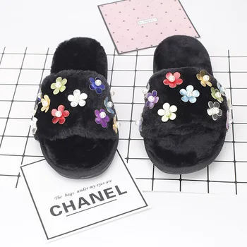 

Home Slippers For Women 2018 Warm Cozy Winter Slippers Indoor Faux Fur Flock Flat Comfortable Colorful Stars Ladies Shoes