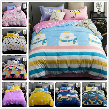 

Winter Warm Aole Cotton Stripe Kids Bedlinens 3/4 pcs Bedding Sets King Queen Double Size Duvet Quilt Size 1.5m 1.8m 2m Bedsheet