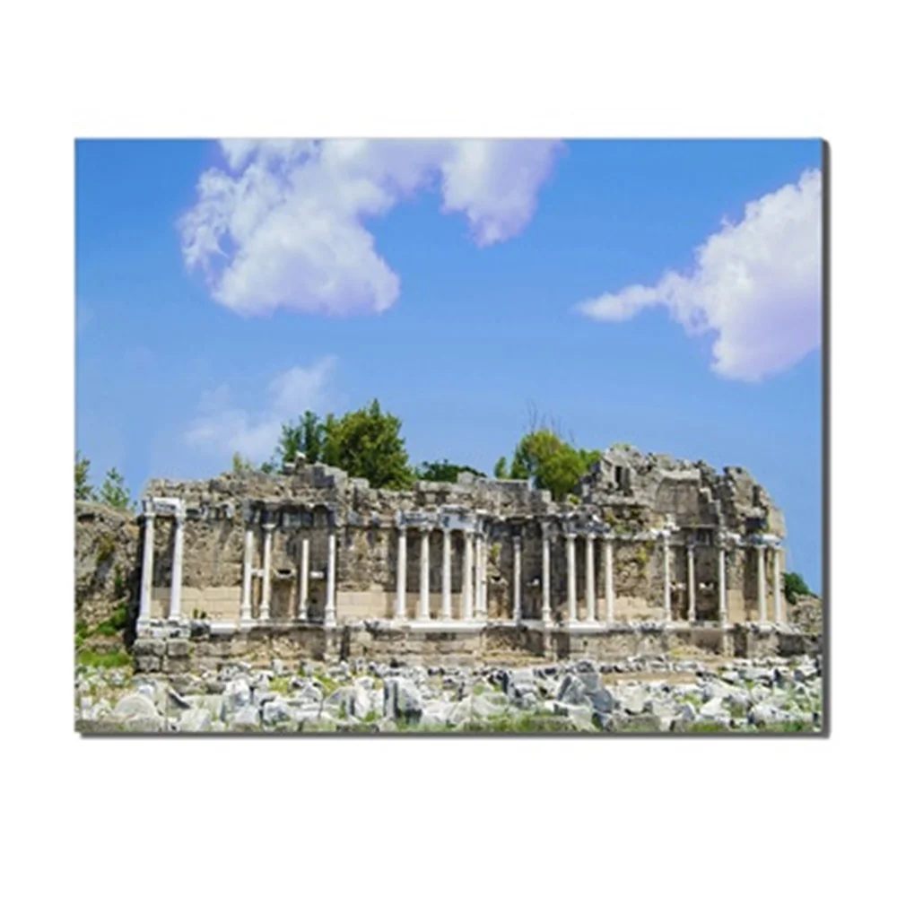 

Places of Interest Building Blue Sky Green Tree Modern Abstract Canvas Oil Painting For Home Bedroom Wedding Decoration No Frame