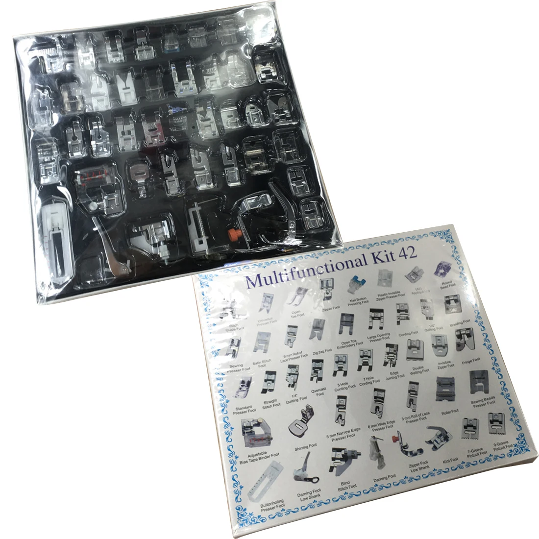 Skup Oplatania ścieg kryty cerowania stopka dociskowa stopka dociskowa zestaw zestaw 42 sztuk druty do robienia na drutach domowa maszyna do szycia