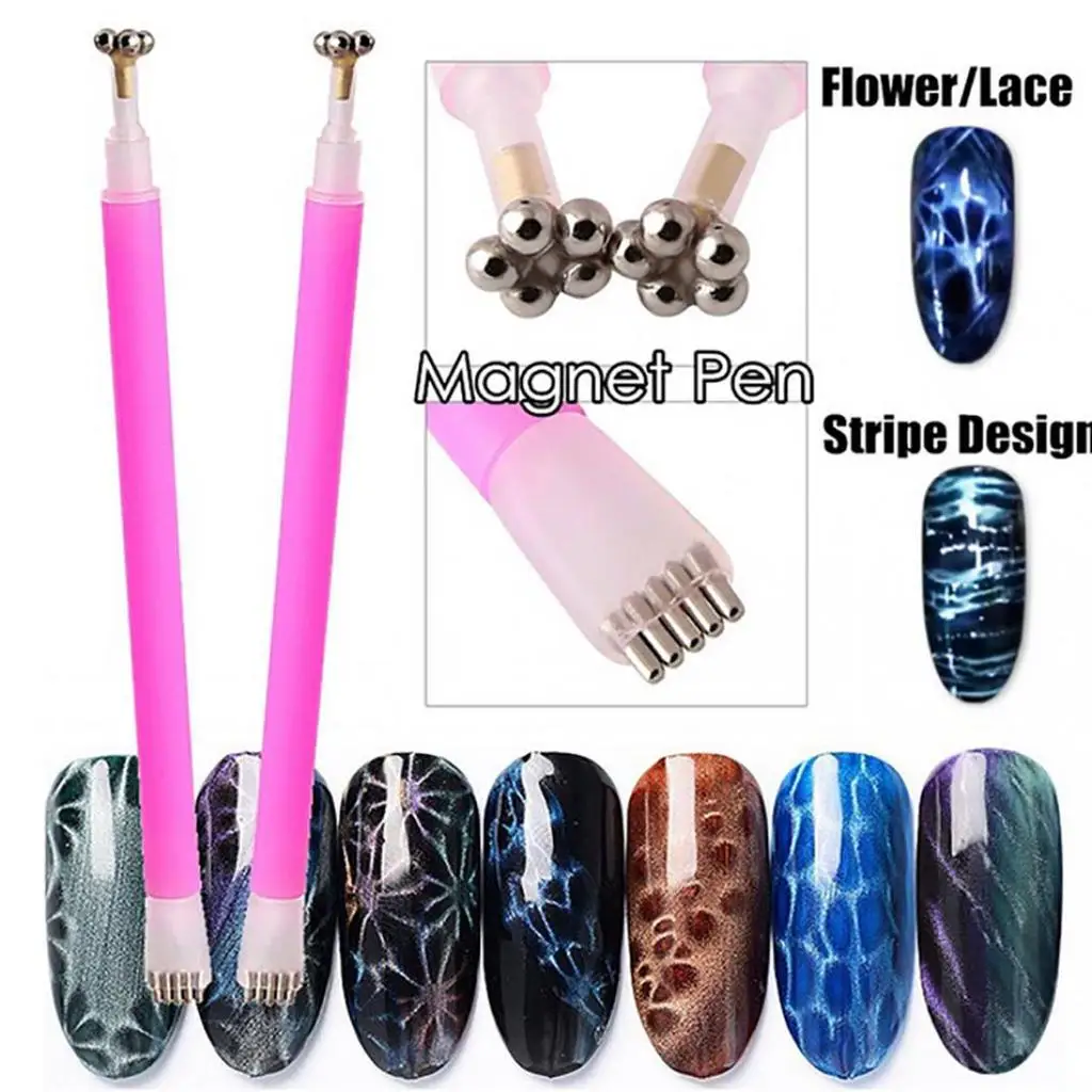 

TOP Pen magnet magnetic stick flower stripe double way cat eye gel polish nail art manicure tools