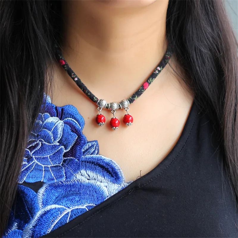 

women vintage necklaces new hot sell cloth tibetan silver fashion jewelry accessories girl gift choker free shipping BX038