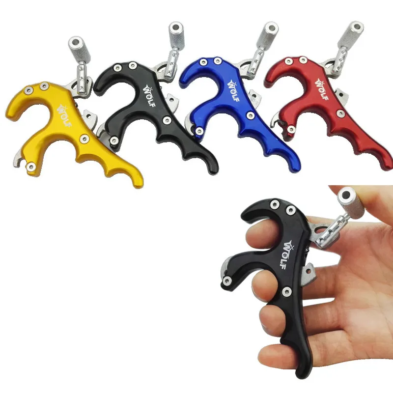 Archery Release Aid 4 Finger Grip Caliper Stainless Steel Compound Bow