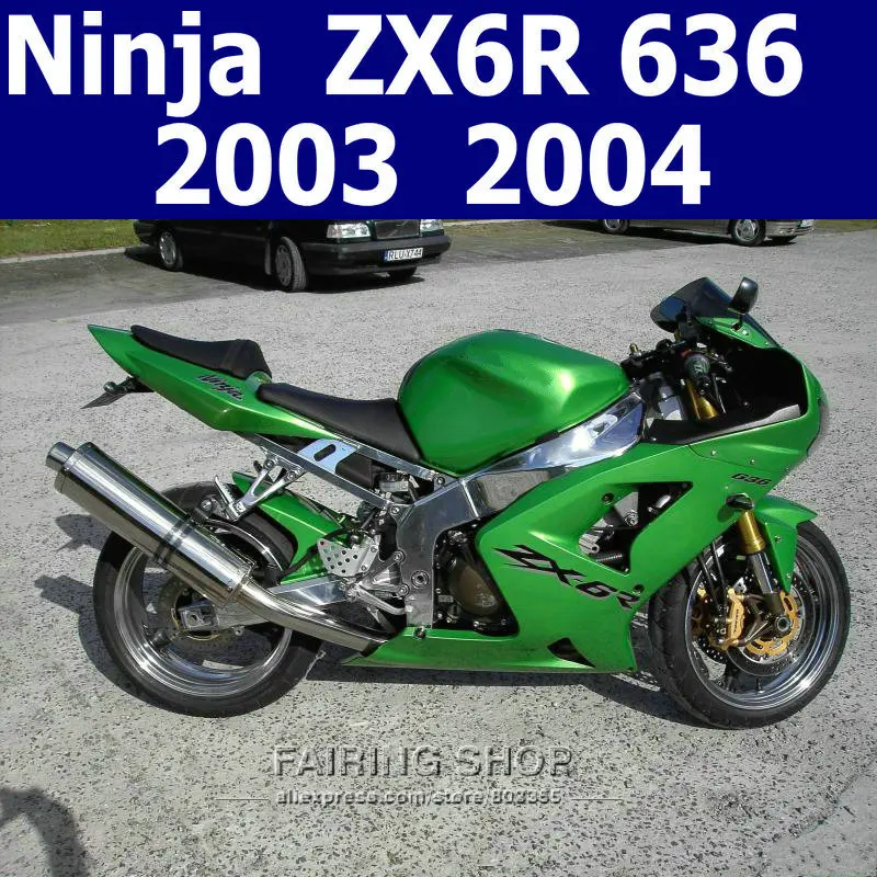 

t93 Green Fairing kit For Kawasaki Ninja zx6r 03 04 2003 2004 EMS free Injection mold Fairings (plastic parts)