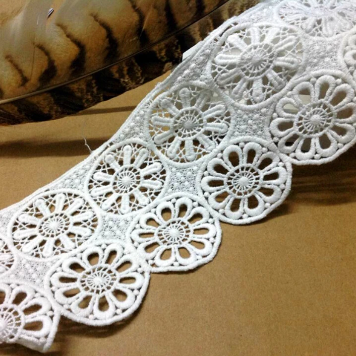 

5 yard/lot width 3.74" 9.5cm white cotton lace trim ribbon DIY clothing materials textiles lace fabric L4K169 1024926