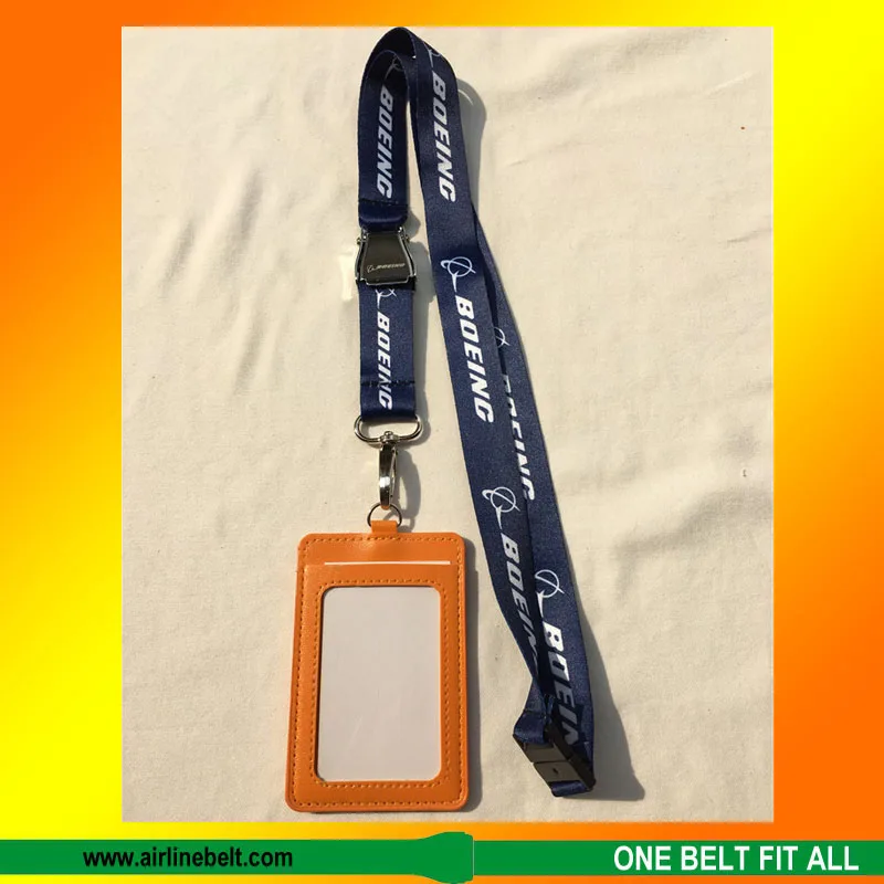 Аэробус Boeing кожа держателей карт ID Чехол Lanyard голубой цвет S Airline Buckle для пилота