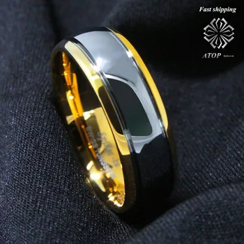 

8mm Dome 18K Gold Silver Mens Tungsten Ring Wedding Band Bridal ATOP Jewelry