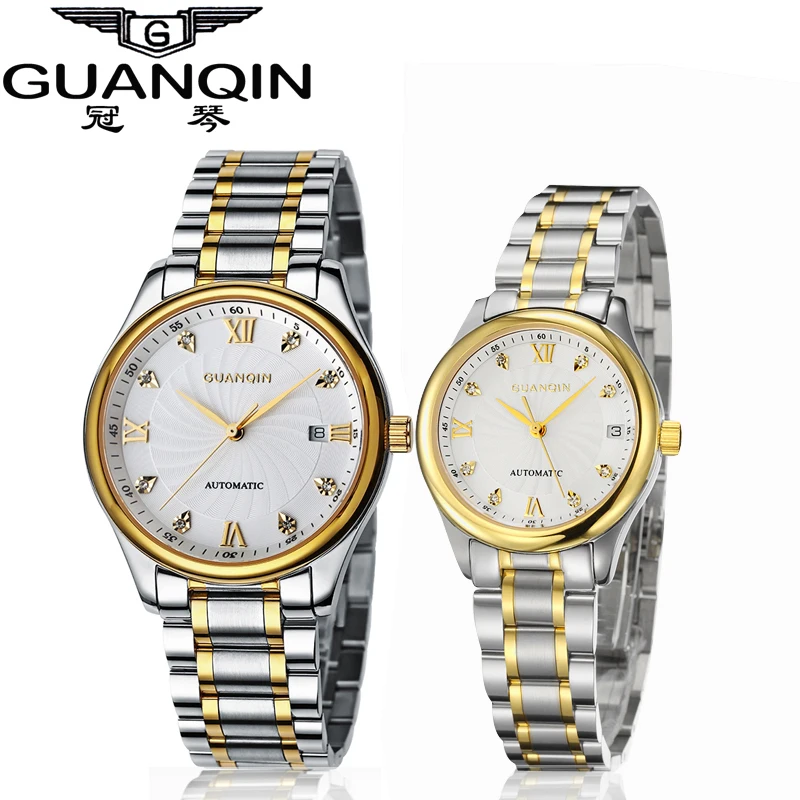 Luxury Couples Watch Pair Brand GUANQIN Watches Man and Women Watch Pair Mechanical Sapphire Loves Watches 2016 Waterproof Clock