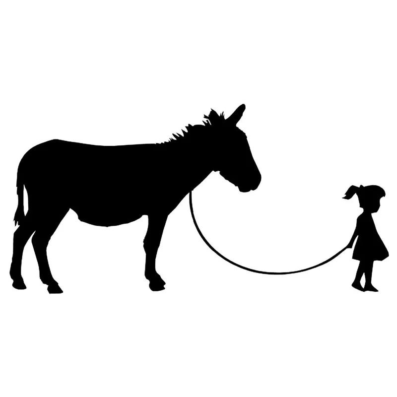 20cm*9.9cm Girl Walking A Donkey Pet Mule Interesting Vinyl Decal Car Sticker Black Silver S6-2908 | Автомобили и мотоциклы