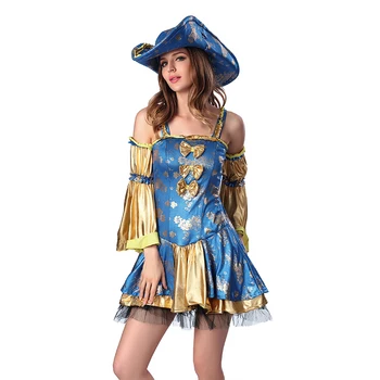 

Carnaval Halloween Costume Caribbean Pirate Role Playing Sexy Cosplay Stylish temperament WomenWide sleeves Clothing size XL-M