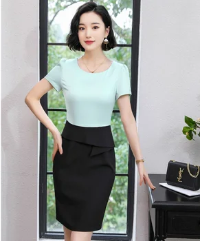 

Fashion Slim Hips Dresses Summer Short Sleeve 2019 New Styles Ladies Female Vestidos Beauty Salon Mini Dress