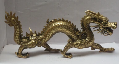 Copper Crafts Brass decoration Fine Long 11 inch Metal crafts Chinese Carved Dragon Statue/Chinese dragon Sculpture | Дом и сад