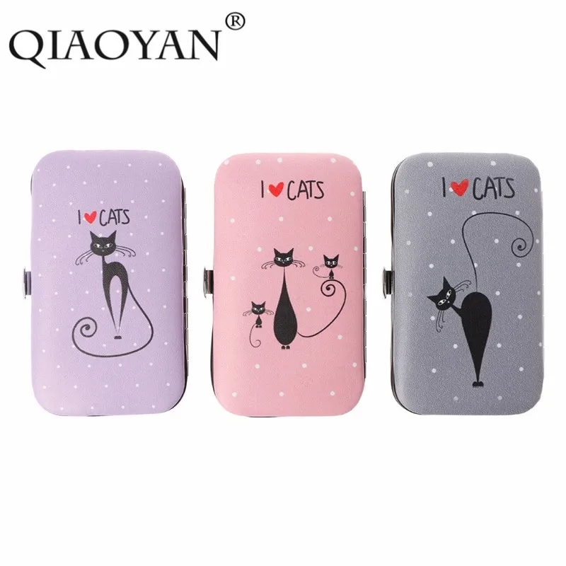 

7 PCS Cute Cat Pedicure Manicure Set Nail Clippers Cleaner Cuticle Grooming Case