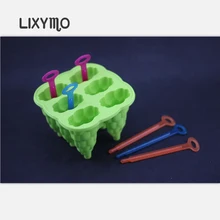 1 комплект 6 ячеек Дерево формы рюмки из льда формочка/вечерние кухонные самодельный Лед Крем высокое качество силиконовые формы с PP палочки LIXYMO