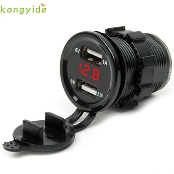 

KONGYIDE Dual USB Car Charger Adapter Digital LED Voltage/Current Display Auto Vehicle Metal Charger For Smart Phone/Tablet #3O
