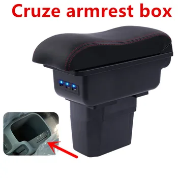 

For Cruze armrest box central Store content Storage box Chevrolet armrest box with cup holder ashtray USB interface 2009-2016