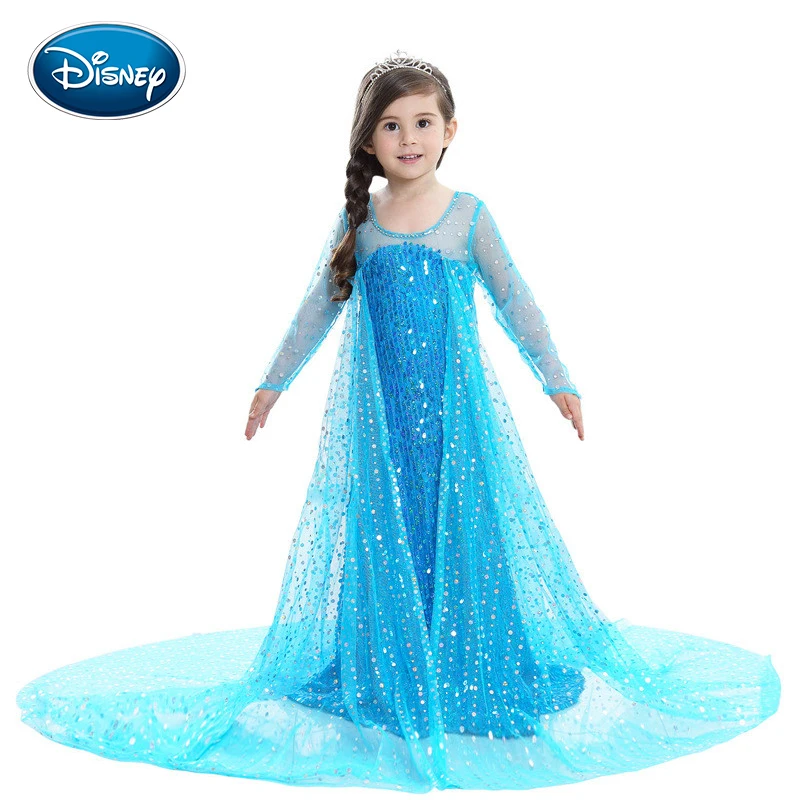 Disney Snow романтичное платье мультфильм сплошного цвета принцесса взрыв детское с