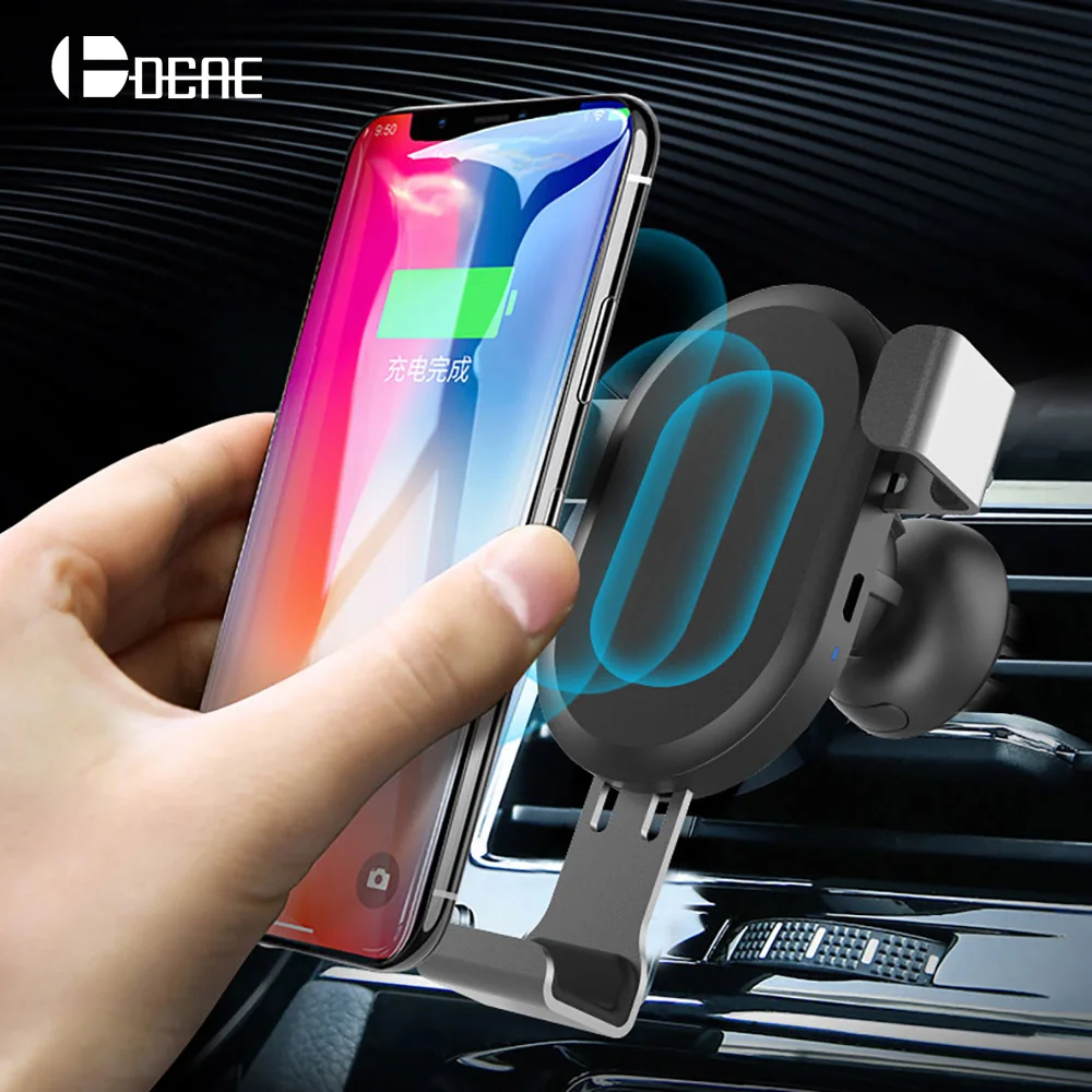 

DCAE Car Qi Wireless Charger For iPhone XS Max X XR 10W Fast Wireless Charging Car Vent Mount Phone Holder For Samsung S10 S9