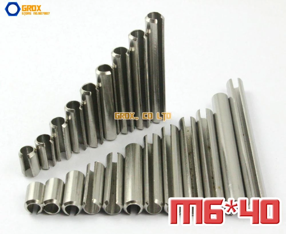 Qty 10 M6 X 40mm Long Stainless Slotted Spring Pins Qty 10 M6 X 40mm Long Stainless Slotted Spring Pins