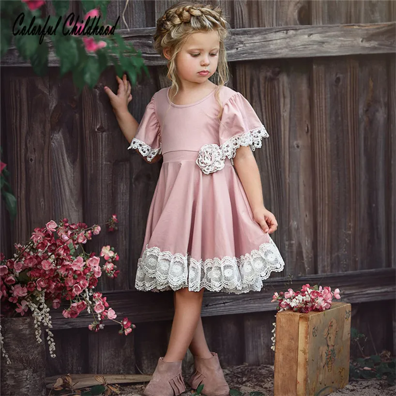 Детское бальное платье для девочек новое розовое летнее кружевное платье для маленьких девочек платье принцессы на день рождения для детей от 1 года до 6 лет детская одежда