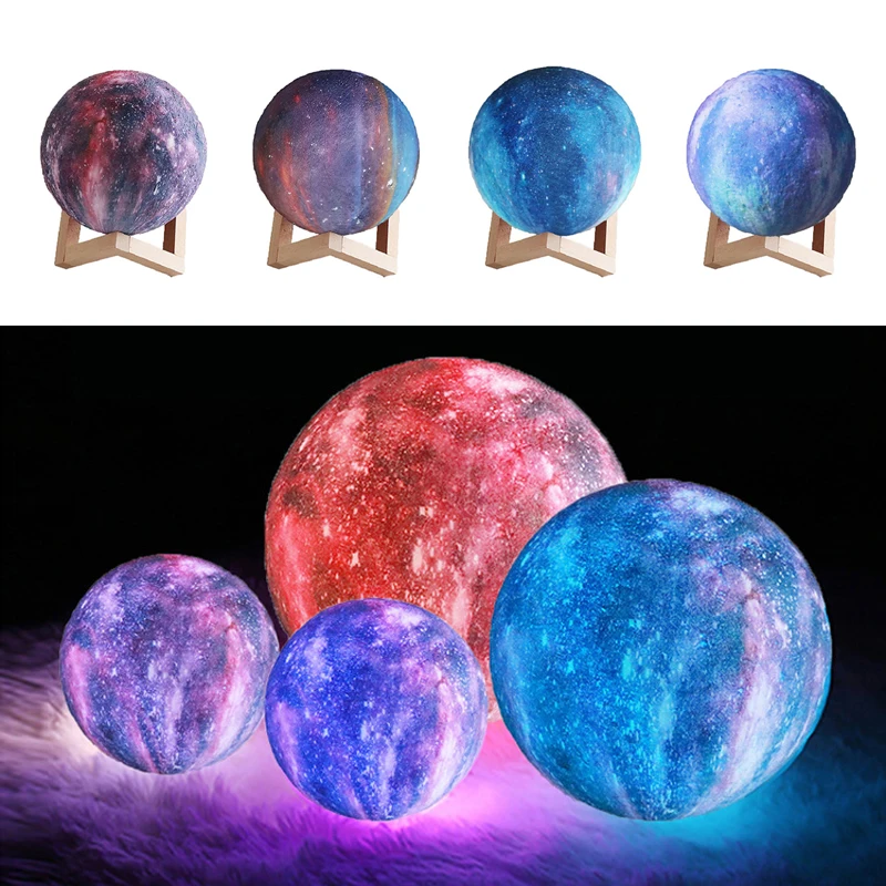 

Sololandor 8/10/13/15/18/20CM 2 Color Night Light 3D Printing Moon Lamp Lunar USB Charging Night Light Touch Control Brightness