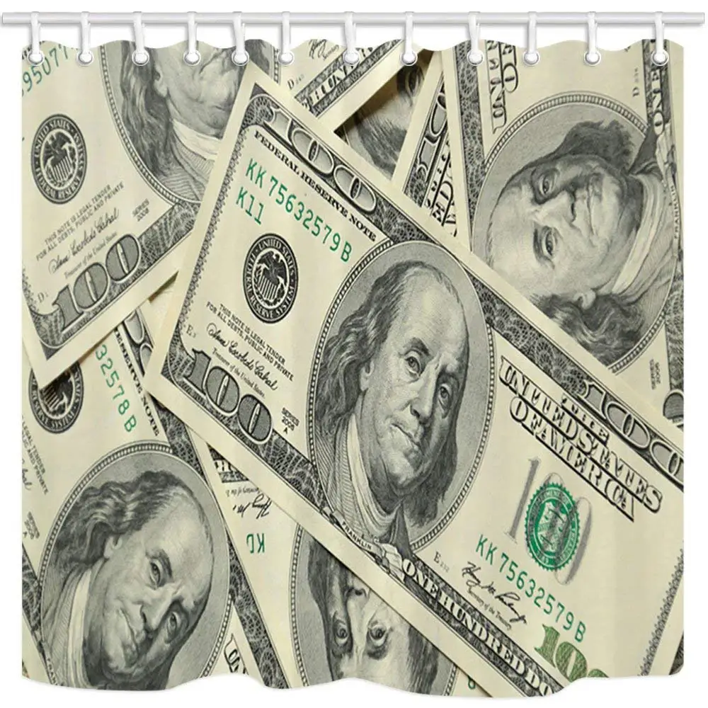 United States Hundred Money Symbol Dollar Shower Curtain Waterproof
