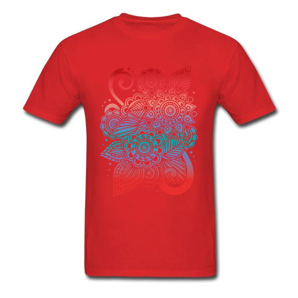 Normal Colorful Flower Ornaments Short Sleeve ostern Day Tops Shirt Newest Round Neck 100% Cotton Fabric Tee-Shirt Mens T Shirt Colorful Flower Ornaments red