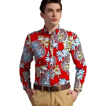 

Dress Man's African Men Shirts Africa Festive Pattern Print Shirts Men Fashion White Cotton Print Clothes For Men Customized