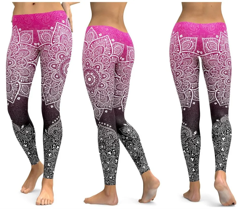 LI-FI Mandala Fitness Yoga Pants Women Sports Leggings Workout Hot Running Leggings Sexy Push Up Gym Wear Elastic Slim Pants