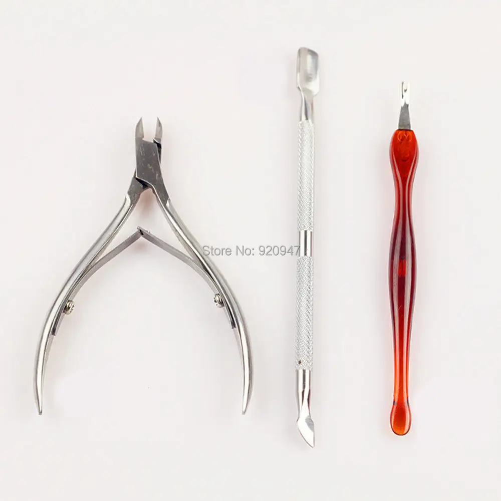 

3 Pcs NAIL ART MANICURE Tools SET CUTICLE PUSHER REMOVER NIPPER CLIPPER KIT