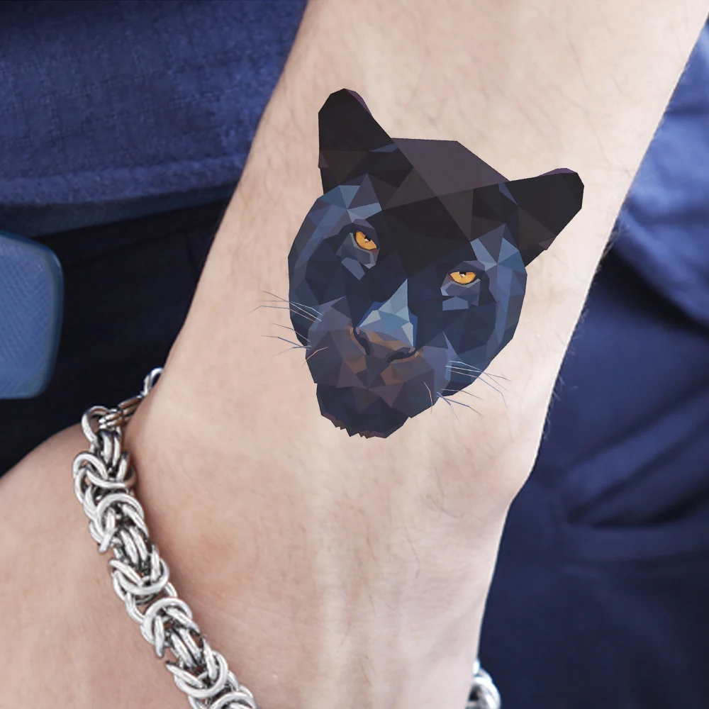 Blue Leopard Temporary Tattoo Stickers Women Body Arm Hands Neck Animals Fake Tatoos Lion Men Sexy Waterproof Tattoo Xmas Gifts